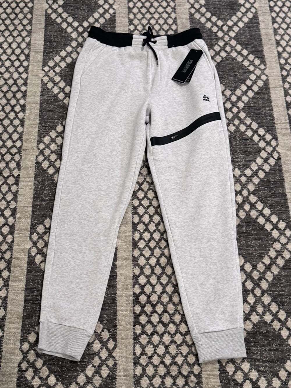 RBX Active Jogger Pants Size M Grey Heather Black Zipper Pocket